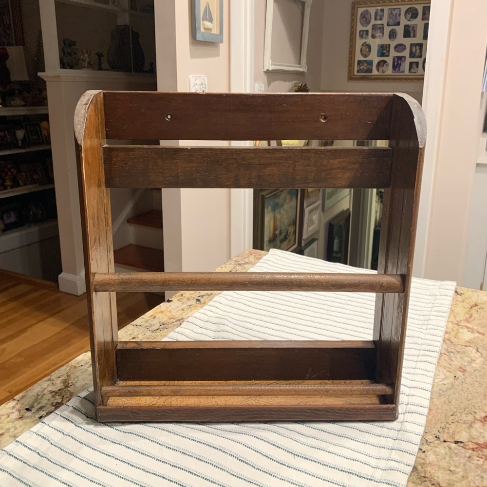 Vintage Rustic Brown Wooden Wall Shelf